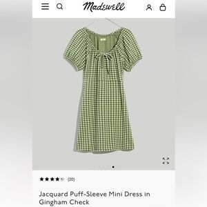 Madewell Jacquard Puff-Sleeve Mini Dress in Gingham Check